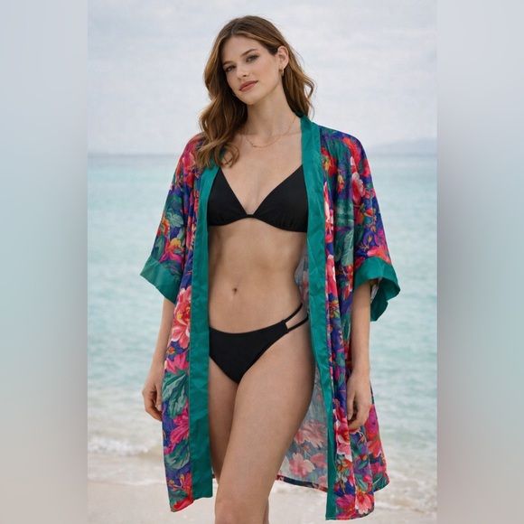 Vandemere Other - Vintage Vandemere Floral Robe Duster Made in USA • Belted • Resort Cover Up S/M